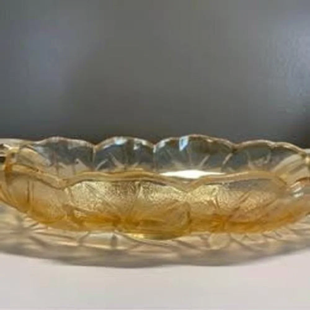 Vintage Indiana Glass Lily Pons Carnival Glass Relish Dish Marigold Sunflower